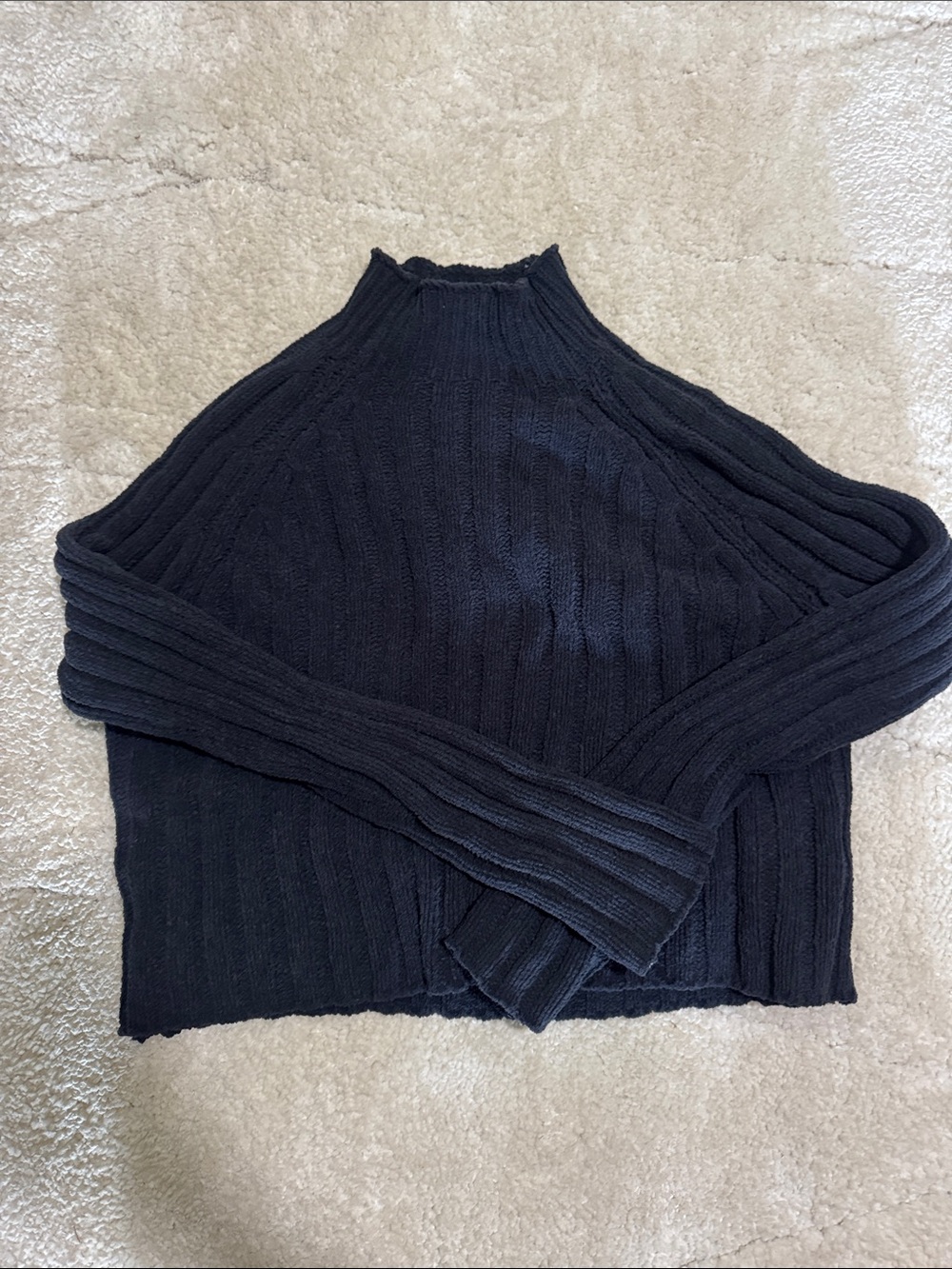 American Eagle Outfitters Black Ribbed Mock Neck Sweater